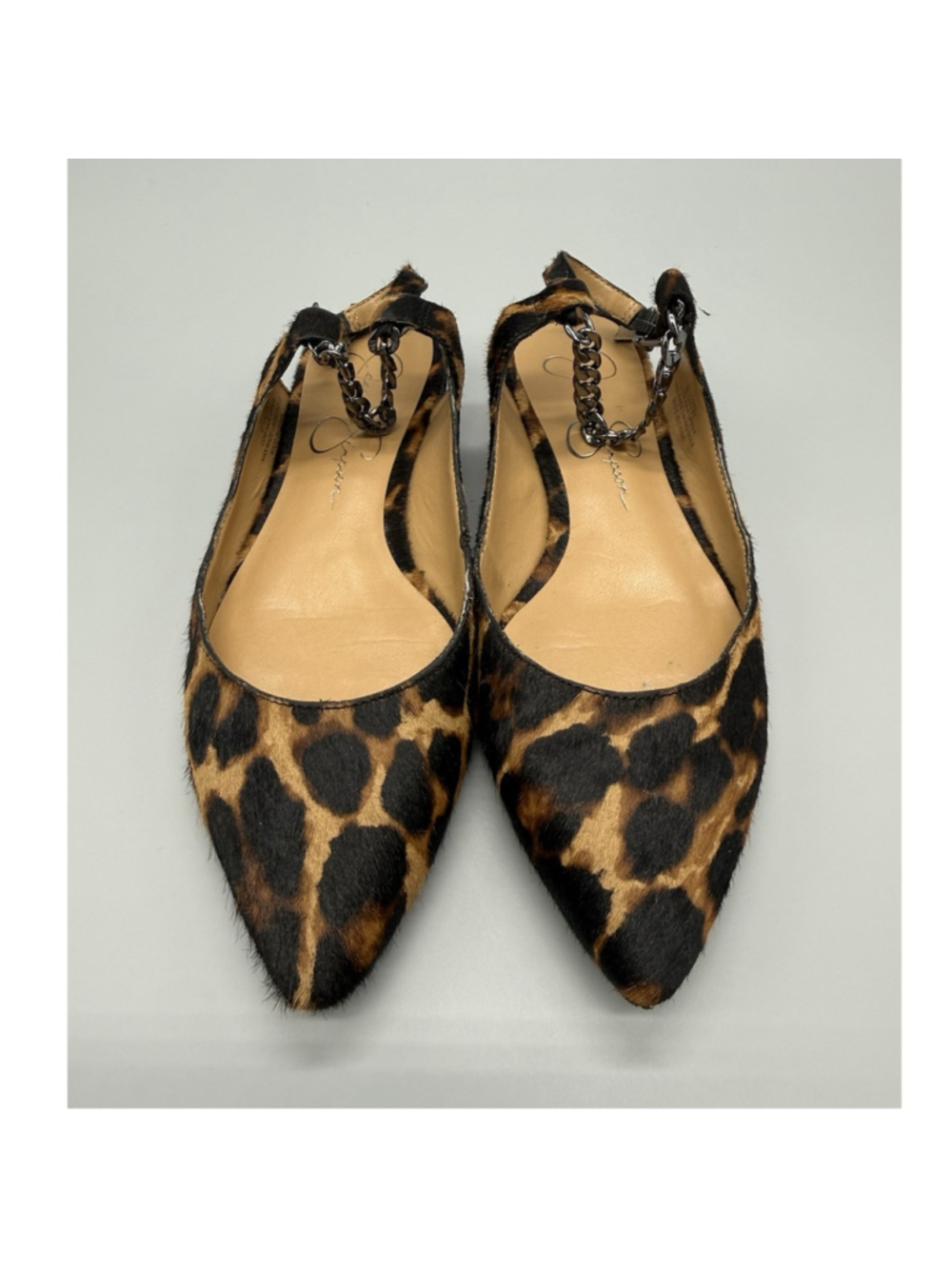 Jessica Simpson Animal Print Pointed Toe Ballet Flats Brown/Black US 6.5 EU 37